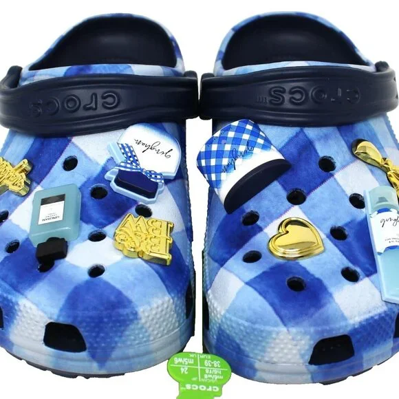 Bath & Body Works CROCS Limited Edition Gingham Scented Jibbitz Charms M5/W7 NEW - Picture 3 of 4